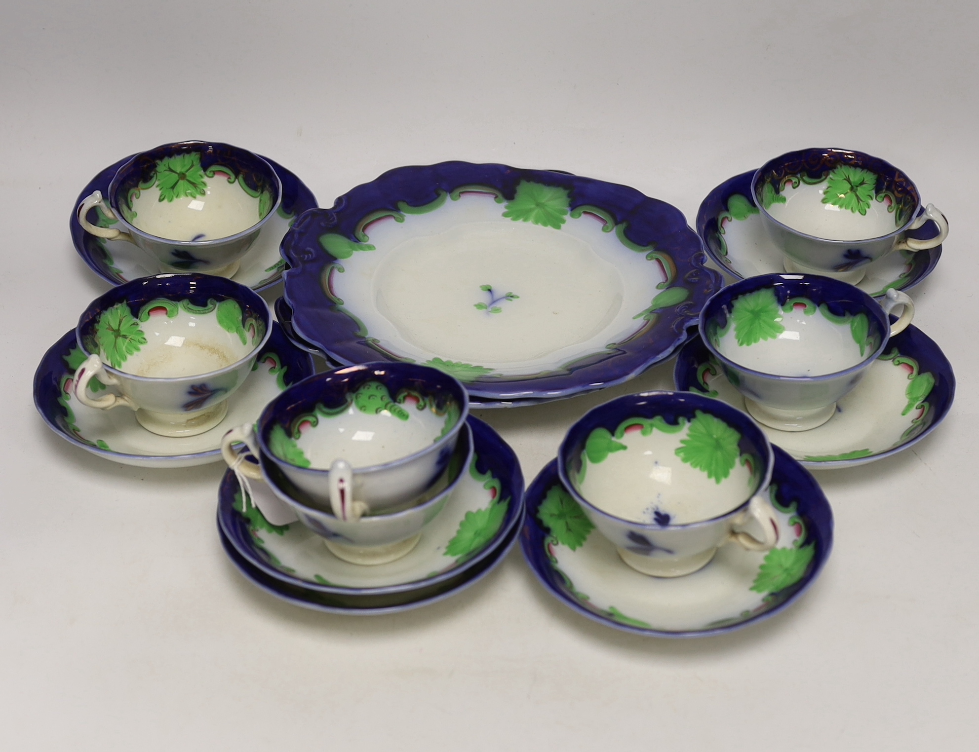 A mid 19th century Gaudy style Welsh part teaset